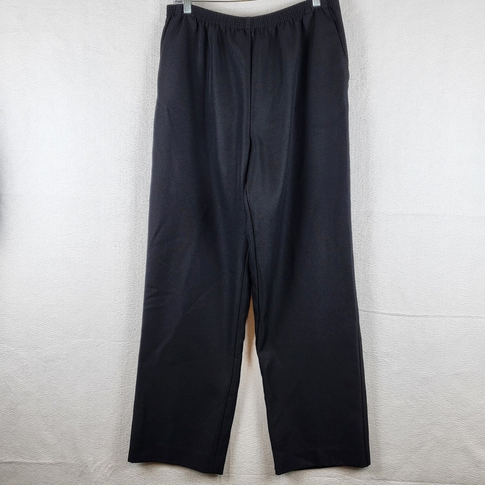 Alfred Dunner Women's Black Straight Leg Pull On Dress Pants Size 16
